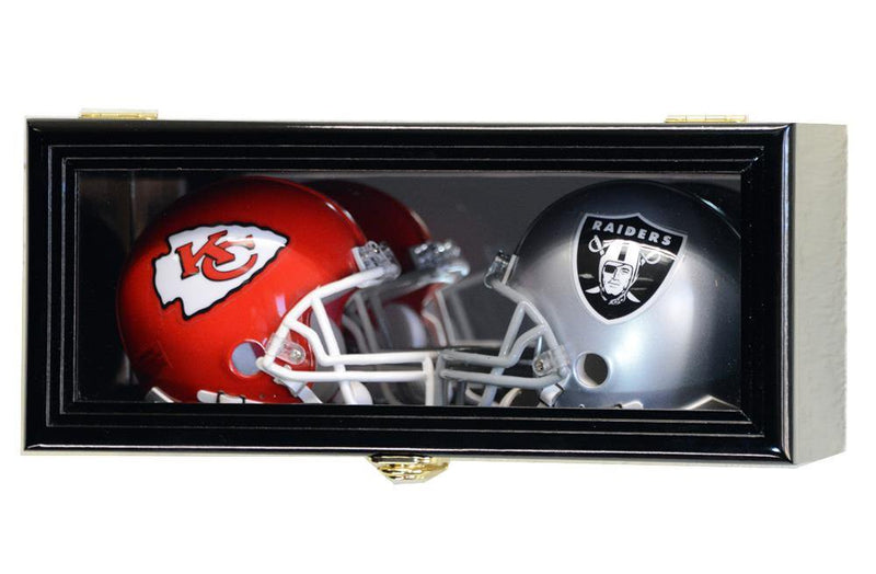 2 Mini Helmet Display Case Cabinet (Mirror Back) - sfDisplay.com