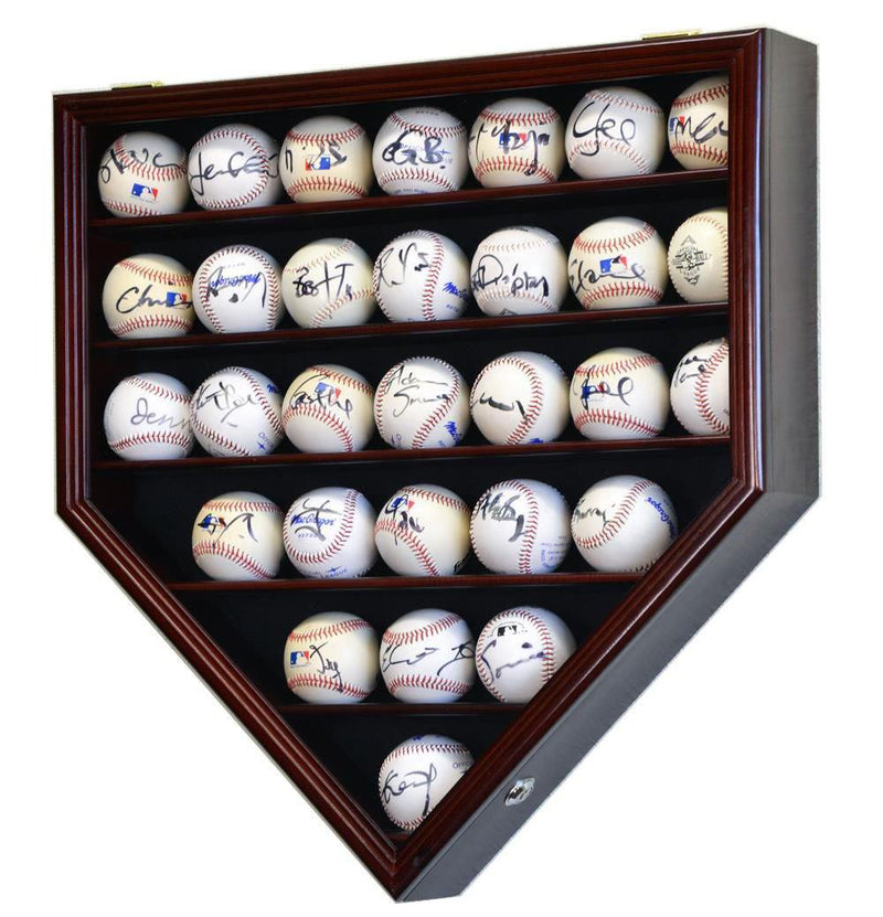 30 Baseball Ball Display Case Cabinet - Home Plate Shaped - sfDisplay.com