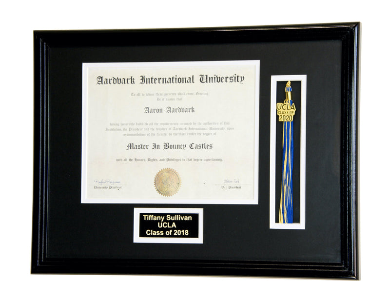 Diploma and Graduation Tassel Display Frame (w/ Custom Matting Colors) - sfDisplay.com