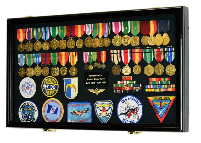 Large Military Medals, Pins, Patches, Insignia, Ribbons, Flag Display Case Cabinet - sfDisplay.com