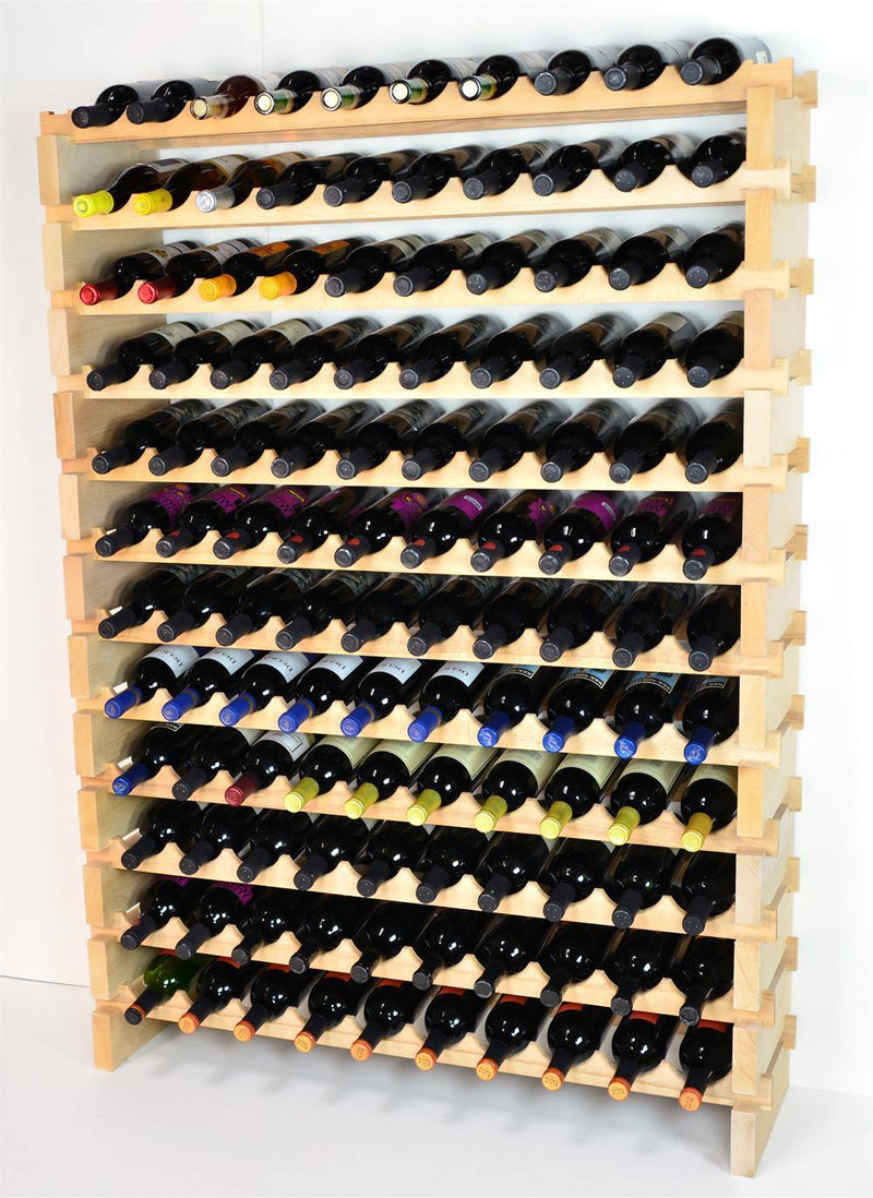 10X Bottles Pine Wood Modular Wine Rack Stackable (10 Bottles per Row) - sfDisplay.com