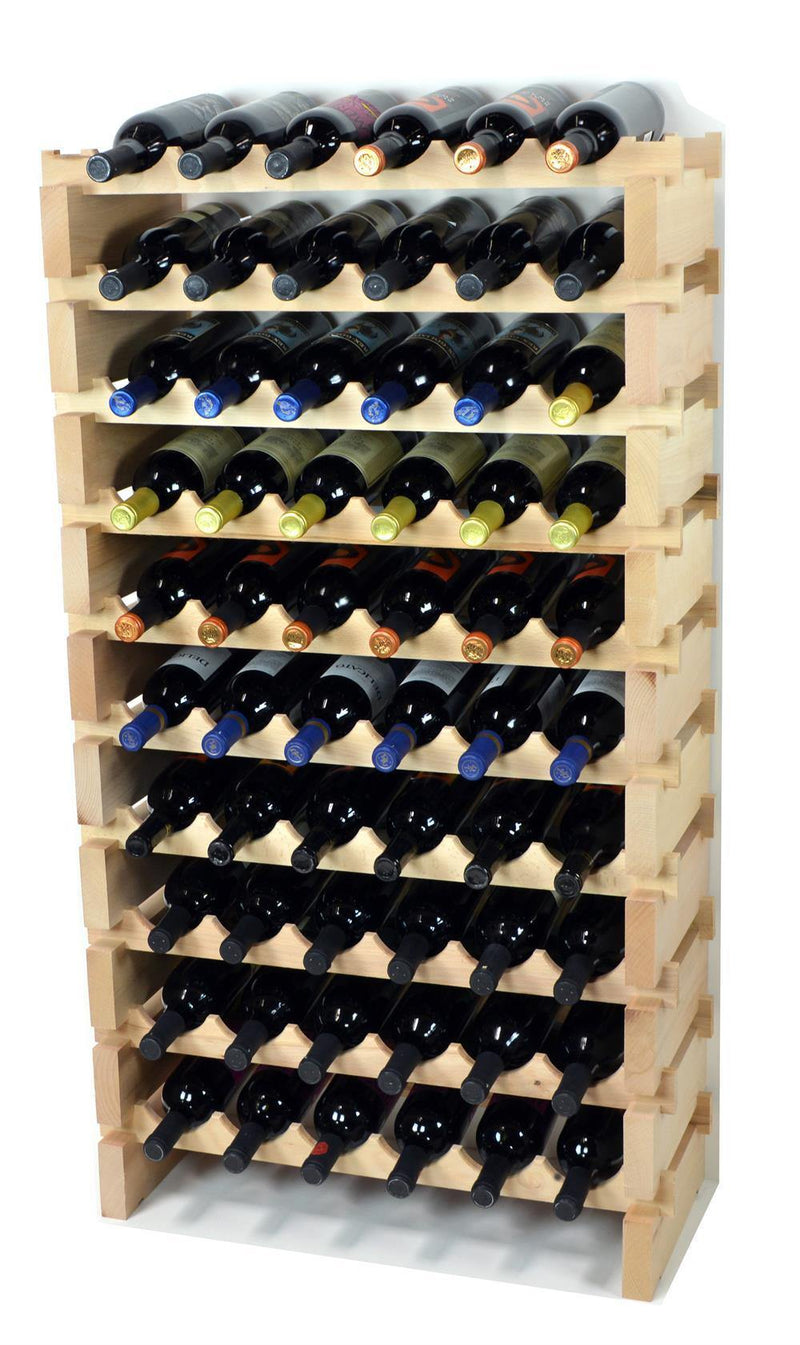 6X Bottles Pine Wood Modular Wine Rack Stackable (6 Bottles per Row) - sfDisplay.com