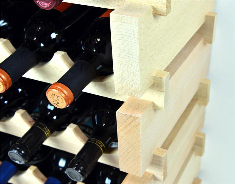 10X Bottles Beech Hardwood Modular Wine Rack Stackable (10 Bottles per Row) - sfDisplay.com